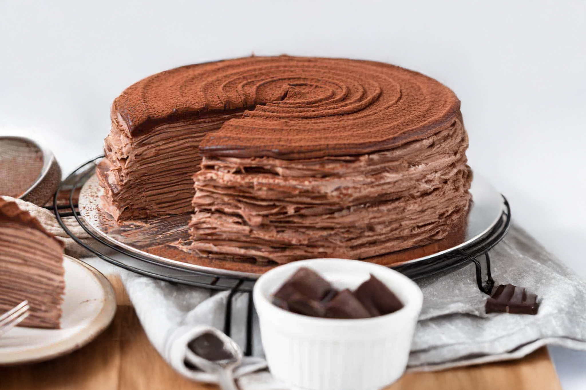 Chocolate Mille Crepe Cake